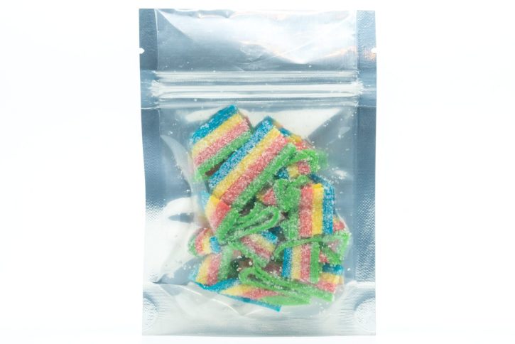 5150 THC Gummies Rainbow Belts 400mg THC | Multi-flavored cannabis-infused sour belts.