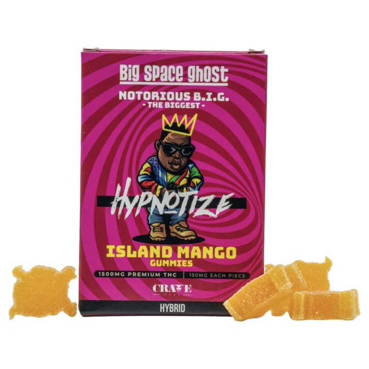 Hypnotize Big Space Ghost Gummies - Island Mango Indica Gummies 1500mg THC