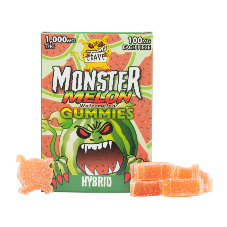 Monster Melon Gummies 1000mg Hybrid | Crave Meds