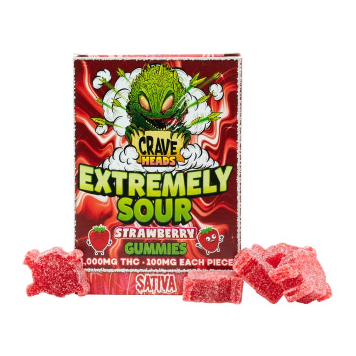 Extremely Sour Strawberry Sativa | Crave Meds 1000MG