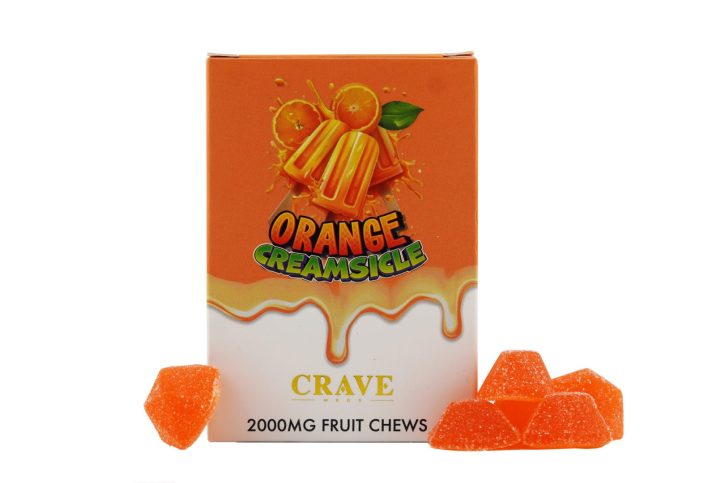 Orange Creamsicle 2000mg THC Hybrid Gummies - Liquid Diamonds Infused Fruit Chews | Crave Meds