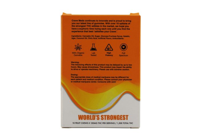 Orange Creamsicle 2000mg THC Hybrid Gummies - Crave Meds Edible Collection