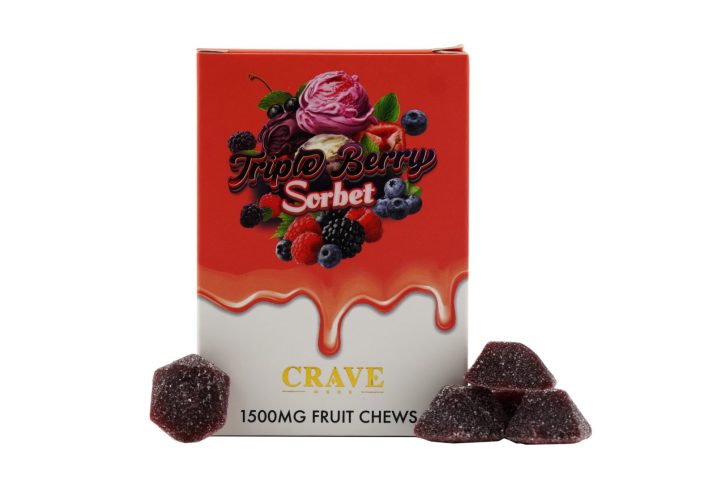 Triple Berry Sorbet 1500mg Fruit Chews - Diamond Infused Gummies by Crave Meds
