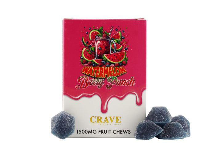 Watermelon Berry Punch 1500mg Fruit Chews Crave Meds Gummies